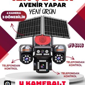 AVENİR AV-S446 4 Kameralı 3 PTZ E SİM Güneş Enerjili Sim Kartlı 4G Kamera